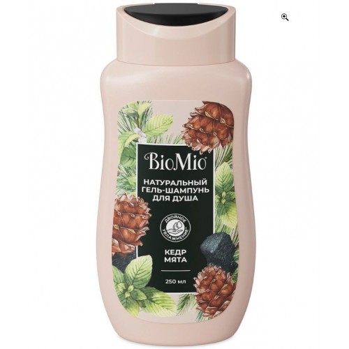 BioMio Гель-шампунь мужской для душа 250мл Мята и кедр BIO SHOWER BODY&HAIR GEL